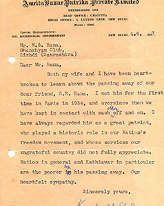 Krishnalal-Shridhrani-Condolence-letter