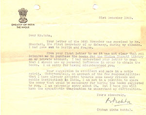 Mohan-Sinha-Mehta-Embassy-of-India,-The-Hague-to-Ranaji
